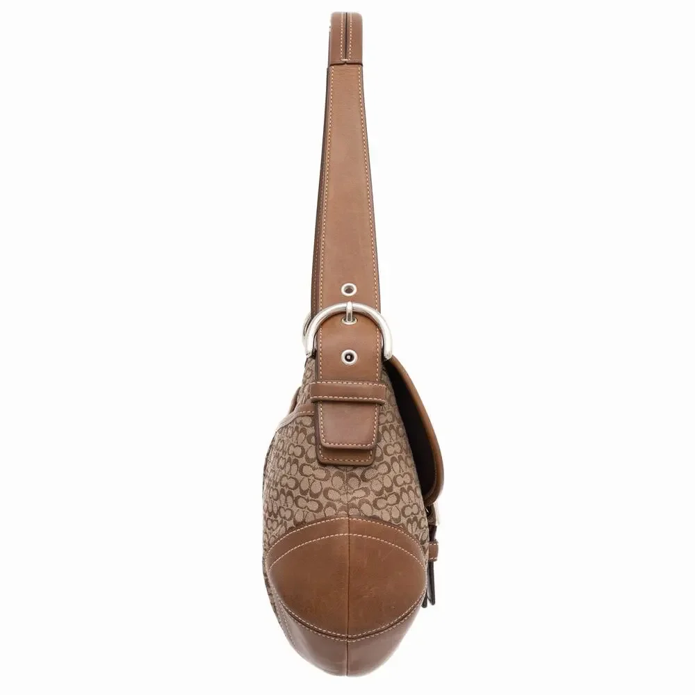 COACH 6808 Y2K Soho Brown Signature Leather Canvas Buckle Hobo Shoulder Bag RARE